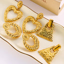 Trending! Versatile Stainless Steel Earrings for Women - Hammered - Pleated Heart Titanium Steel Dangles, 网红 - approved Chic Accessory