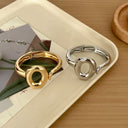 Niche Design Irregular Round Hollow Bracelet - Fashion New Shiny Open Bangle, Versatile Metal Wristband for Women