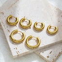 Fashion INS Style Earrings, Gold Polished Round Wire Hoops, Versatile Stainless Steel & Titanium Steel Ear Cuffs