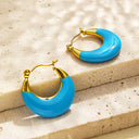 INS Style Stud Earrings, Colorful Chubby U-Shaped Hoops with Enamel & Resin, Titanium Steel Jewelry (Wholesale) for Women