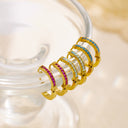 INS Style O-Shaped Titanium Steel Hoops, Plated Minimalist Fashion Earrings, Luxury Single-Row Cubic Zirconia Studs for Women