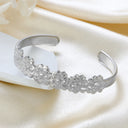 18K Gold Plated Stainless Steel Open Cuff - Euro-American Hot Selling Flower Oil-Pressed C-Shaped Bracelet Creative Stylish Temperament