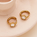 New Five - Leaf Flower Earrings, Gold Enamel Resin Ear Cuffs, Unique Design Premium Titanium Steel Studs for Women