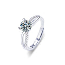 S925 Sterling Silver Moissanite Couple Rings, Minimalist Six-Claw & Plain Band Engagement/Wedding Gift for Girlfriend