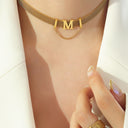 Cross-Border Viral Necklace - 18K Gold-Plated Vacuum Electroplated Collarbone Chain, Wide Mesh Hollow Braided Necklace
