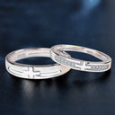 925 Sterling Silver Cross Couple Rings for Men & Women, Adjustable Cubic Zirconia Niche Jewelry - Valentine's & Qixi Gift for Girlfriend