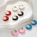 INS Style Stud Earrings, Colorful Chubby U-Shaped Hoops with Enamel & Resin, Titanium Steel Jewelry (Wholesale) for Women