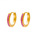 INS Style O-Shaped Titanium Steel Hoops, Plated Minimalist Fashion Earrings, Luxury Single-Row Cubic Zirconia Studs for Women