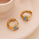 Best Selling Butterfly Earrings, 18K Gold Enamel Resin Oil Drip Hoops, Stainless Steel & Titanium Steel Fashion Versatile Jewelry for Women