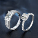 S925 Sterling Silver Sugar Cube Moissanite Couple Rings, Minimalist Quiet Luxury Accessories - Perfect Valentine's Gift