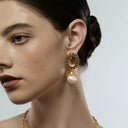 Niche Gold-Tone Cameo Jewelry Set - Retro Elegant Design, Statement Jewelry for Women