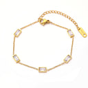 High-End European & American Collarbone Chain & Bracelet - Gold Titanium Steel Zircon-Studded Versatile Jewelry