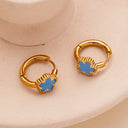 New Five - Leaf Flower Earrings, Gold Enamel Resin Ear Cuffs, Unique Design Premium Titanium Steel Studs for Women
