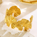 EU & US Cross-Border Stylish Women's Bracelets | Wide Versatile Stainless Steel Open Leaf Jewelry