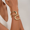 Niche Design Exaggerated Irregular Geometric Double - Layer Wide - Face Bracelet, Hollow - Out Embracing Wristband for Women