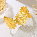 EU & US Cross-Border Retro Temperament Bracelets - Patchwork Petal Titanium Steel Bracelets & INS Flower Open Bangle Jewelry