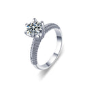 S925 Sterling Silver INS-Style Couple Rings, Moissanite Simulated Diamond Closed Wedding Bands - Wholesale Silver Jewelry