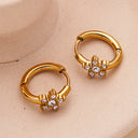 INS - style Titanium Steel Earrings for Women - High - end Light Luxury Stud Earrings, Retro Diamond - inlaid Flower - shaped Hoop Earrings, Simple and Elegant