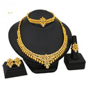 24K Gold Bridal 4-Piece Jewelry Set for Middle East & Dubai, African Women's Wedding Necklace Earrings Ring Bracelet Wholesale