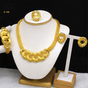 Dubai Middle East 24K Gold Plated Bridal 4-Piece Jewelry Set, Necklace Bracelet Earrings Ring for Bride
