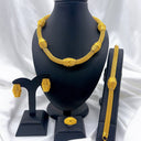 24K Gold Plated Jewelry Set, Bridal Necklace Earrings Ring Bracelet for Middle East, Dubai, India & Nigeria, Wholesale