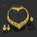 Best-Selling Dubai 24K Gold Diamond-Studded Bridal Jewelry 4-Piece Set,Necklace Earrings Bracelet Ring Wholesale for Middle East