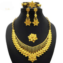 Wholesale 24K Gold Bridal Jewelry 4-Piece Set for Nigeria & Dubai, Necklace Earrings Bracelet Ring