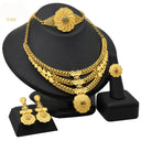 Wholesale 24K Gold Bridal Jewelry 4-Piece Set for Nigeria & Dubai, Necklace Earrings Bracelet Ring