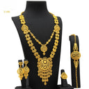 Gold - Plated Pendant Jewelry Set, Bridal Wedding Accessories, Alloy Long Necklace with Bangle, Ring and Earrings, Cross - Border Hot - Selling