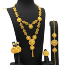 Gold - Plated Pendant Jewelry Set, Bridal Wedding Accessories, Alloy Long Necklace with Bangle, Ring and Earrings, Cross - Border Hot - Selling