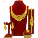 24K Gold Bridal 4-Piece Jewelry Set for Middle East & Dubai, African Women's Wedding Necklace Earrings Ring Bracelet Wholesale