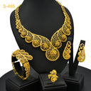 Factory Spot Wholesale European & American Fashion Jewelry 4-Piece Set, Necklace Earrings Bracelet Ring for Middle East & Dubai