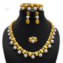Cross-Border Bridal Beaded 4-Piece Jewelry Set, Nigerian Women's Necklace Earrings Ring Bracelet, In-Stock Wholesale