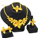 Dubai Women's Jewelry Set, Middle Eastern Bridal 4-Piece Wedding Necklace Earrings Ring Bracelet, Wholesale Price