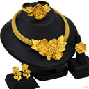 24K Dubai Gold Jewelry Set, Trendy Style for Europe, America & Africa, 4-Piece Jewelry with Earrings, Factory In-Stock Wholesale