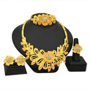 24K Gold Bridal 4-Piece Jewelry Set for Middle East & Dubai, African Women's Wedding Necklace Earrings Ring Bracelet Wholesale