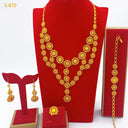 Dropshipping Bridal Jewelry Set for Dubai Middle East, Factory Direct Sale Women's Necklace Earrings Ring Bracelet