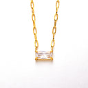 INS Vibe French Retro Necklace - Colored Sugar Cube Zircon Collarbone Chain, Light Luxury Fashion Versatile High-End Jewelry