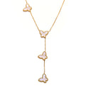 INS Vibe 18K Gold-Plated Titanium Steel Necklace - French Butterfly Pendant Mother-of-Pearl Collarbone & Sweater Chain