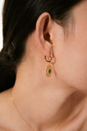 Niche Malachite Textured Sterling Silver Set - Gold-Tone Necklace and Earrings, Boho Elegant Statement Jewelry for Women