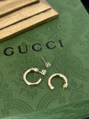 Niche C-Hoop Sterling Silver Earrings Set - Zircon Accent Gold-Tone Design, Minimalist Luxury Statement Jewelry for Women