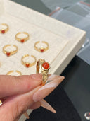 Niche Carnelian Sterling Silver Jewelry Set - Gold-Tone Pearl-Accented Necklace, Earrings, and Ring, Vintage Statement Jewelry for Women