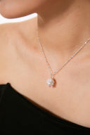 Niche Star Pearl Sterling Silver Set - Pink Zircon-Detailed Necklace and Earrings, Dainty Statement Jewelry for Women
