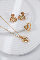 Niche Moonstone Sterling Silver Set - Gold-Tone Vintage Necklace and Earrings, Bridal Statement Jewelry for Women