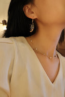 Niche Pearl Onyx Sterling Silver Set - Gold-Tone Zircon Necklace and Bracelet, Elegant Statement Jewelry for Women