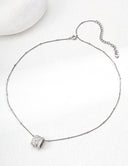 Niche Textured Barrel Sterling Silver Necklace - Rose Gold-Tone Zircon Design, Minimalist Statement Jewelry for Women