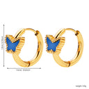 Best Selling Butterfly Earrings, 18K Gold Enamel Resin Oil Drip Hoops, Stainless Steel & Titanium Steel Fashion Versatile Jewelry for Women