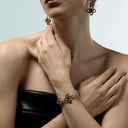 Niche Celtic Knot Gold-Tone Jewelry Set with Blue Crystals - Retro Elegant Design, Statement Jewelry for Women