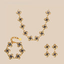 Niche Celtic Knot Gold-Tone Jewelry Set with Blue Crystals - Retro Elegant Design, Statement Jewelry for Women