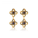 Niche Celtic Knot Gold-Tone Jewelry Set with Blue Crystals - Retro Elegant Design, Statement Jewelry for Women